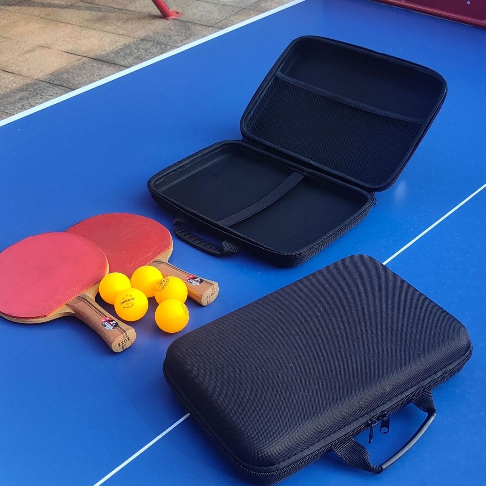 Table Tennis Backhand - กระเป๋าป้องกันไม้ปิงปองพร้อมช่องเก็บของ EVA สำหรับใส่ไม้ปิงปอง กล่องเก็บอุปกรณ์กีฬาเทนนิสสำหรับการฝึกซ้อมและการเดินทาง