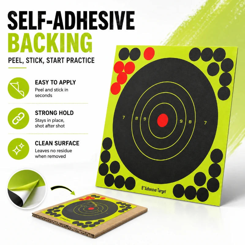 Practice Target Board - แผ่นกระดาษเป้าซ้อมยิงแบบติดเอง ลอกออกง่าย พร้อมรอยกระเซ็นสีตัดกันชัดเจน สำหรับงานอดิเรกและความบันเทิง