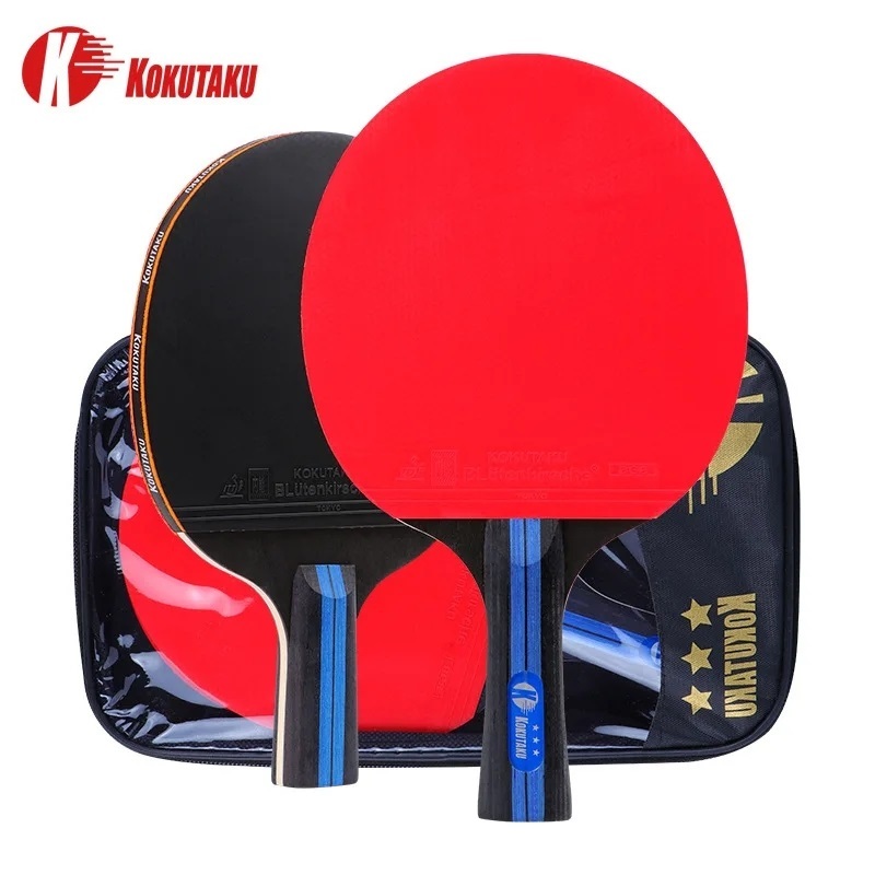 Table Tennis Tournament - KOKUTAKU ไม้ตีปิงปอง3ดาว, ชุดเริ่มต้นไม้ตีลายกีฬาปิงปองไม้ตีลายกีฬาปิงปองสำหรับวัยรุ่นไม้แร็กเกตยาง
