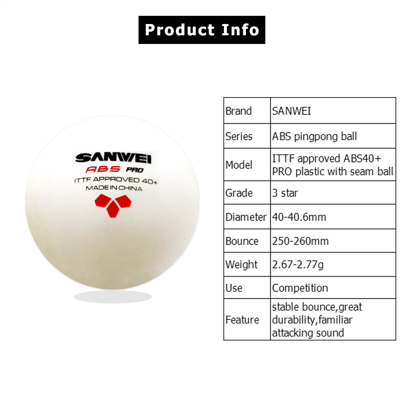 Sanwei ABS Pro ลูก3ดาว40 + ลูก - Table Tennis Tournament บทวิจารณ์และราคา